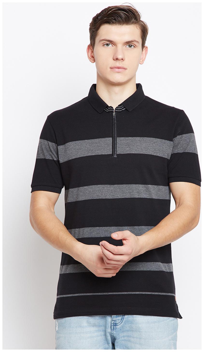 

Crimsoune Club Men Grey Black Slim fit Cotton Polo collar T-Shirt - Pack Of 1