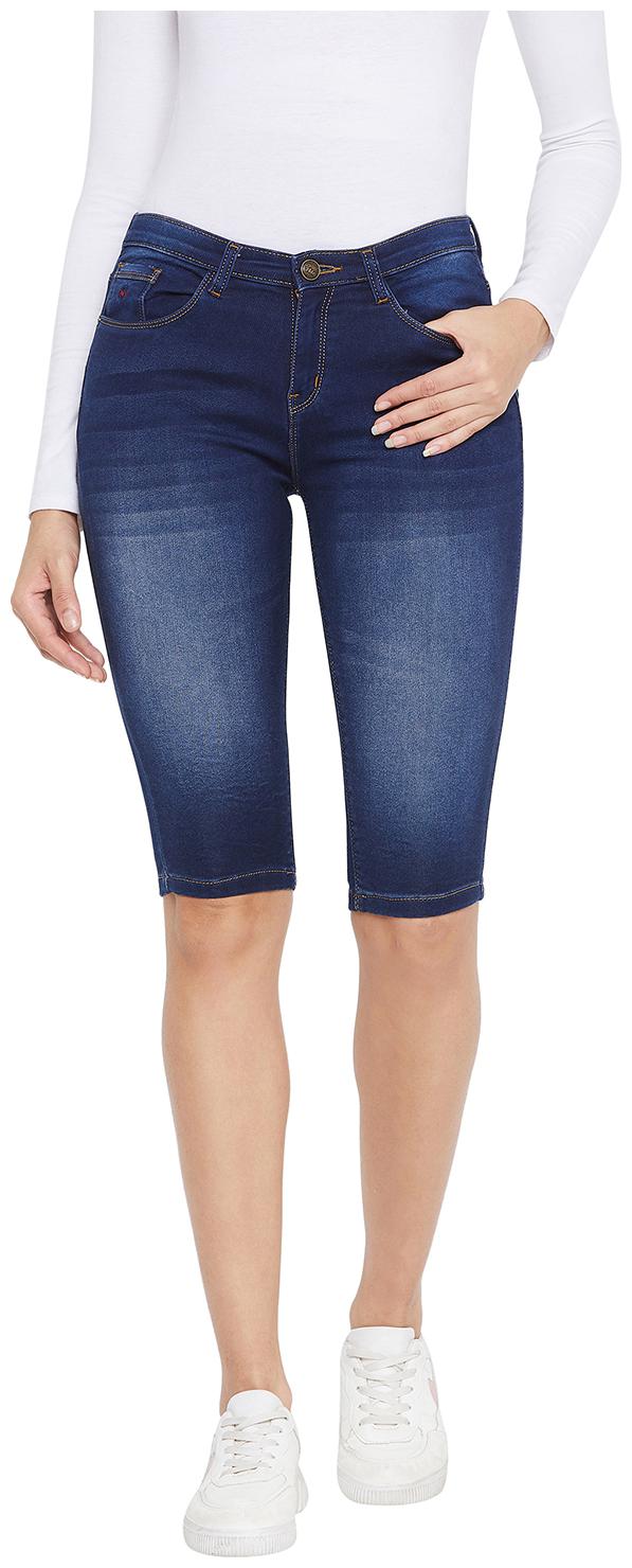 

Crimsoune Club Women s Navy Blue Solid Denim Shorts