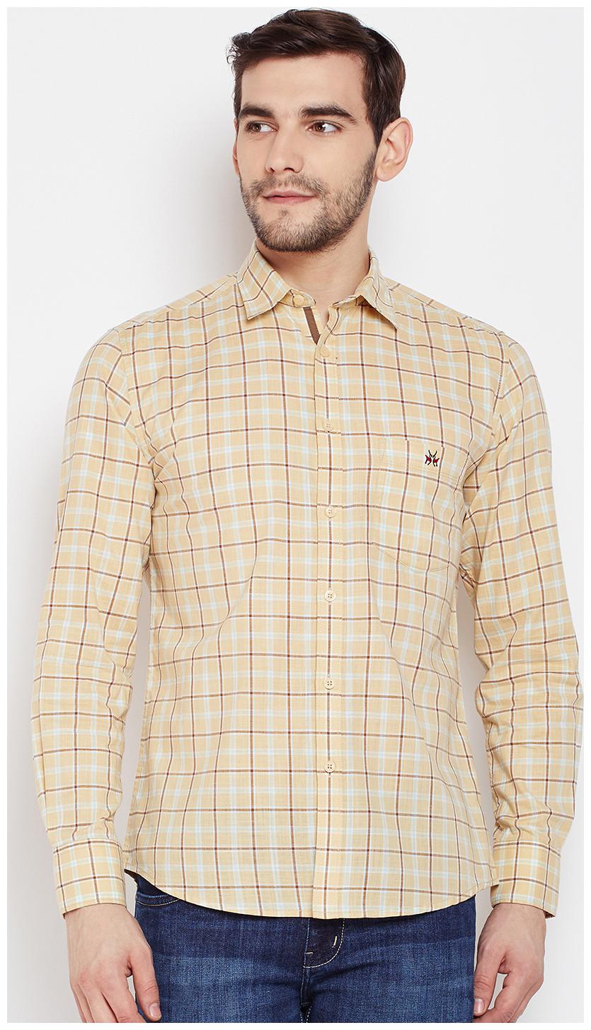 

Crimsoune Club Men Orange Checked Slim Fit Casual Shirt