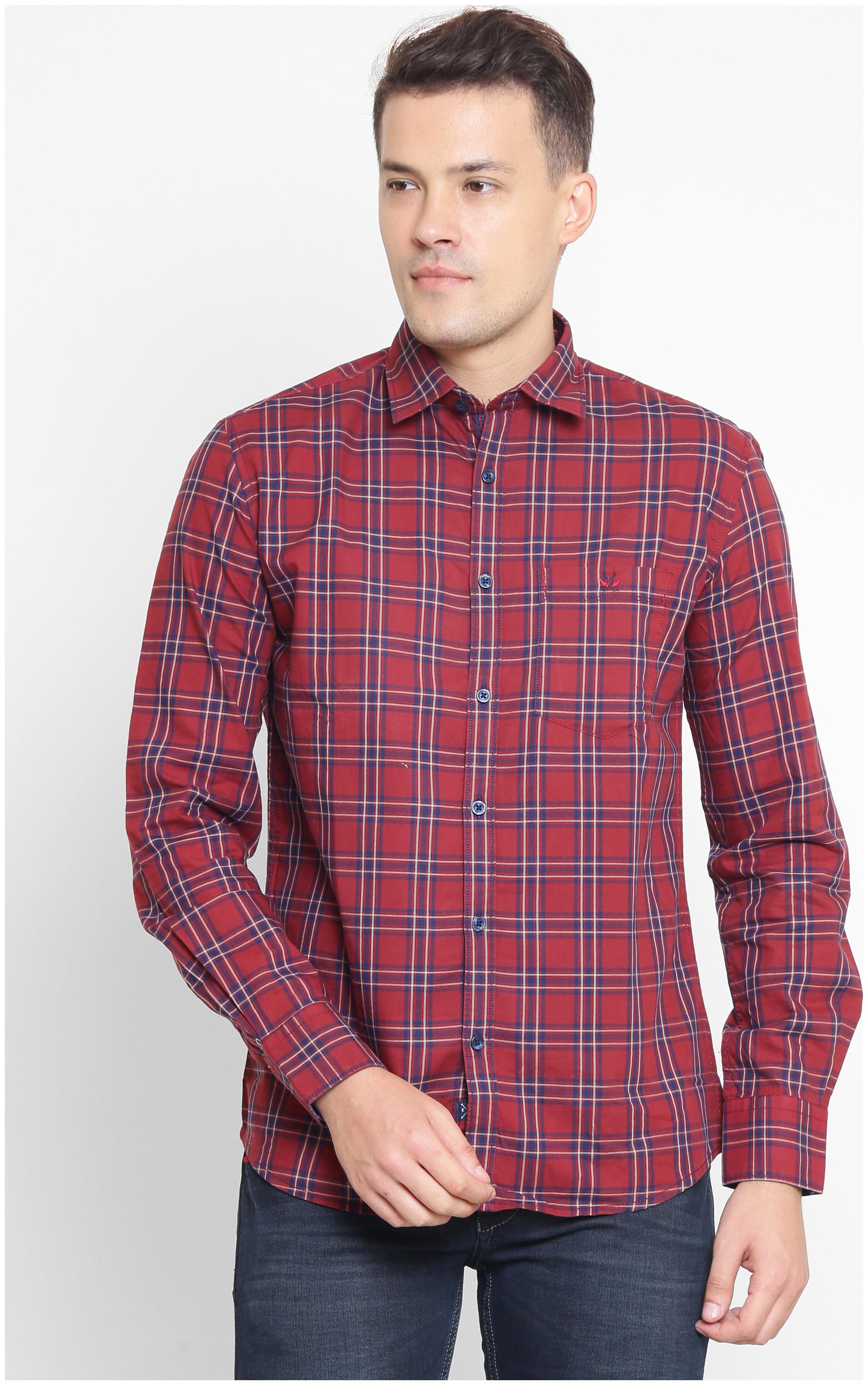 

Crimsoune Club Men Red Checked Slim Fit Casual Shirt