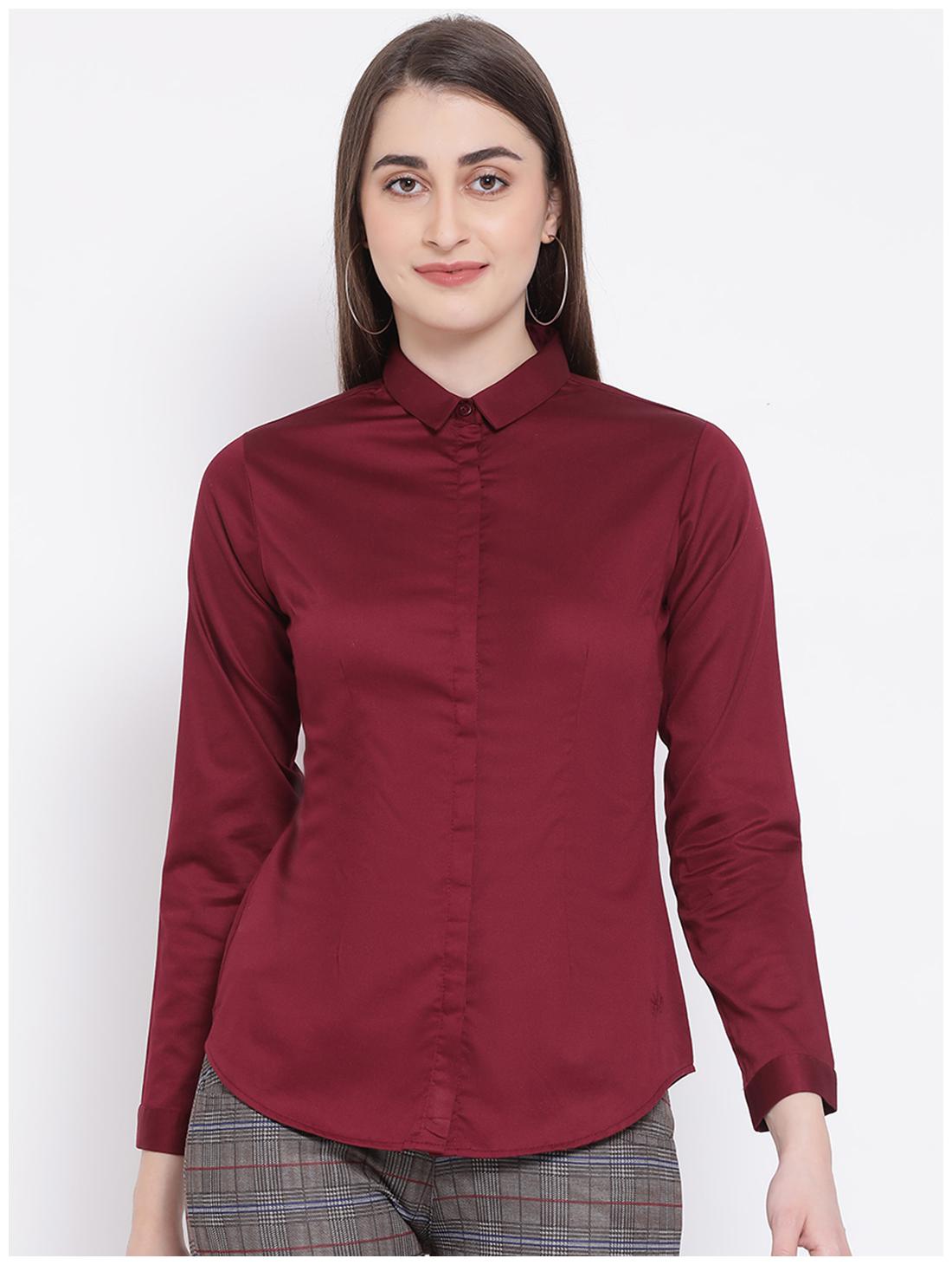 

Crimsoune Club Women Red Solid Slim Fit Shirt