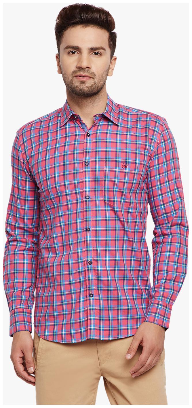 

Crimsoune Club Men Pink Checked Slim Fit Casual Shirt