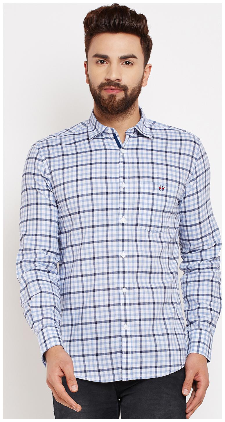 

Crimsoune Club Men Blue Checked Slim Fit Casual Shirt