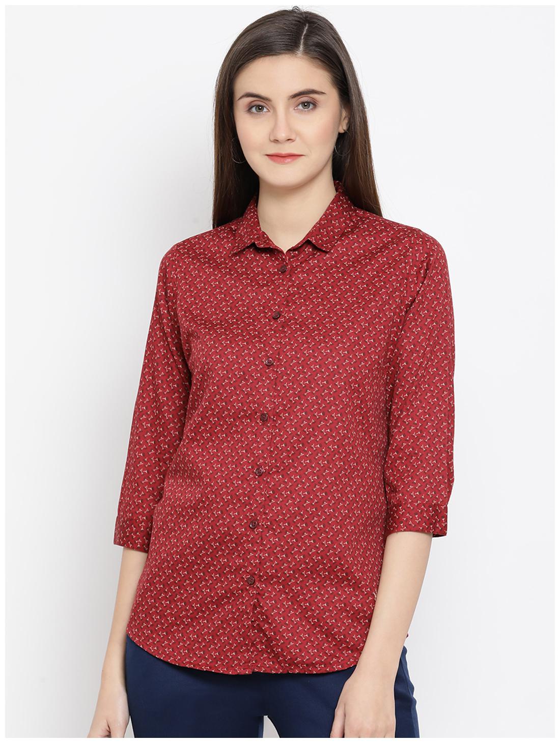 

Crimsoune Club Women Red Printed Slim Fit Shirt