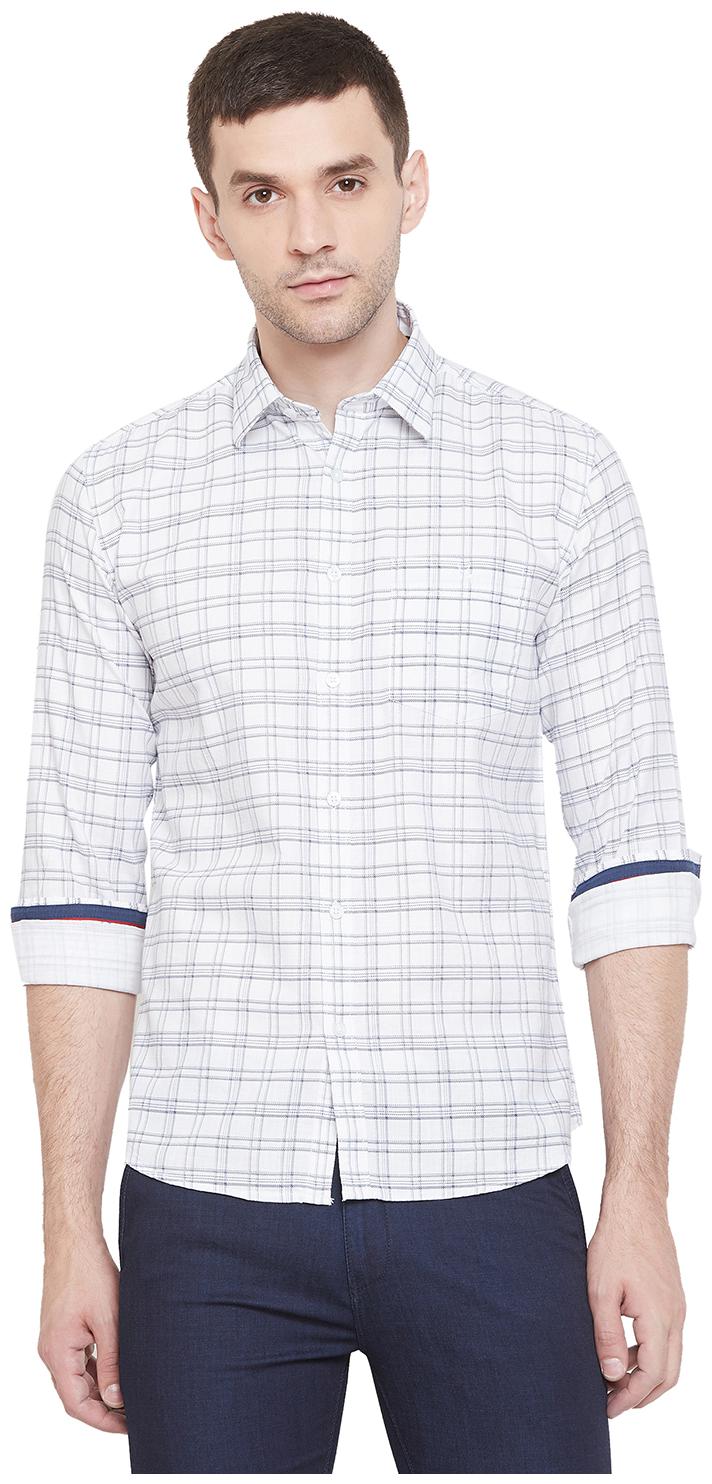 

Crimsoune Club Men White Checked Slim Fit Casual Shirt