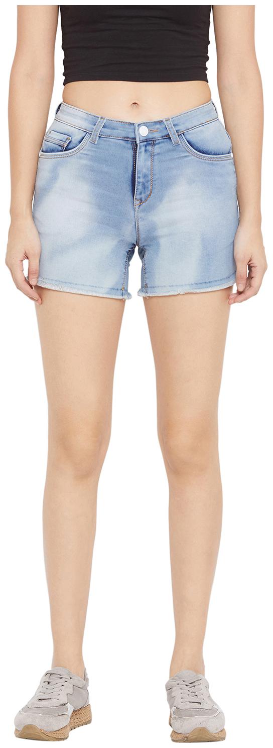 

Crimsoune Club Women Solid Denim shorts - Blue