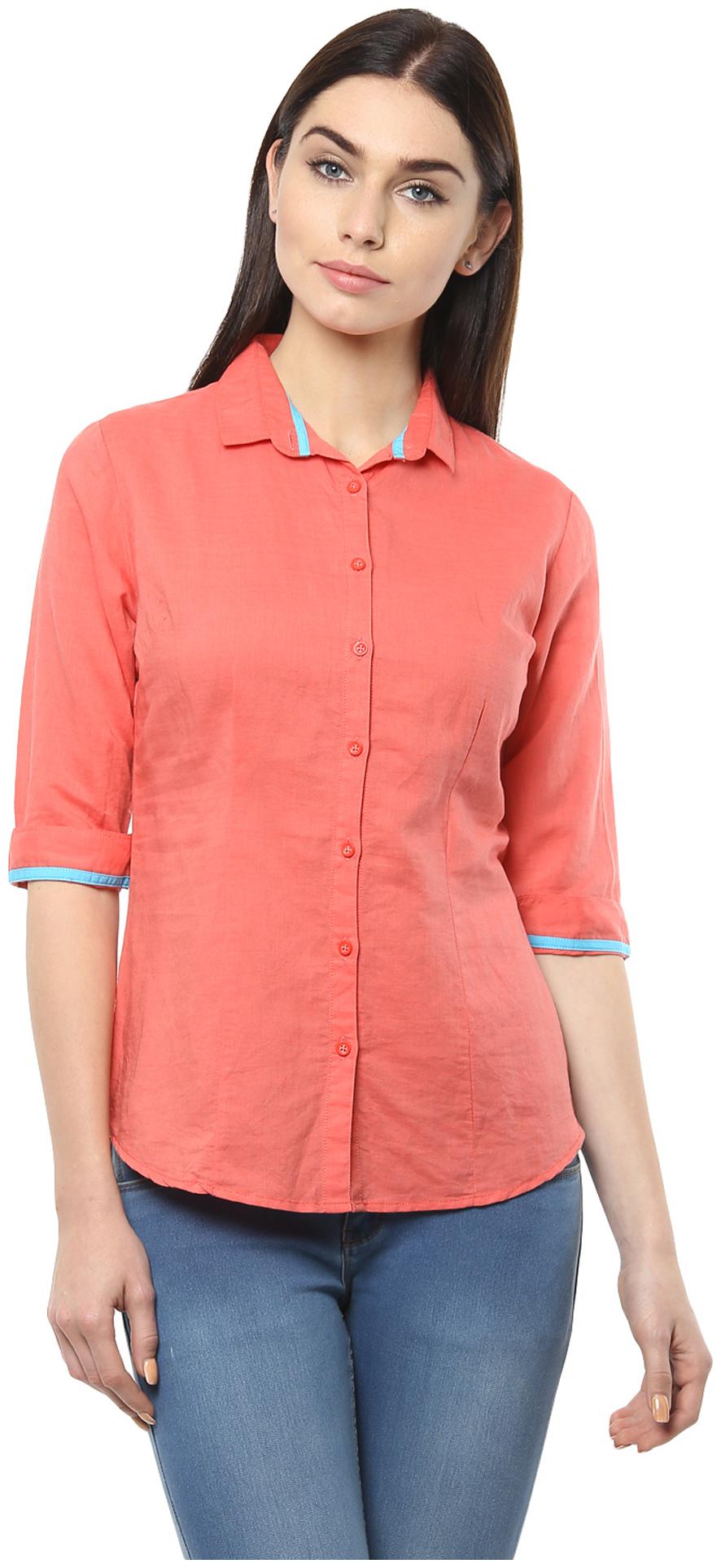 

Crimsoune Club Women Red Solid Slim Fit Shirt