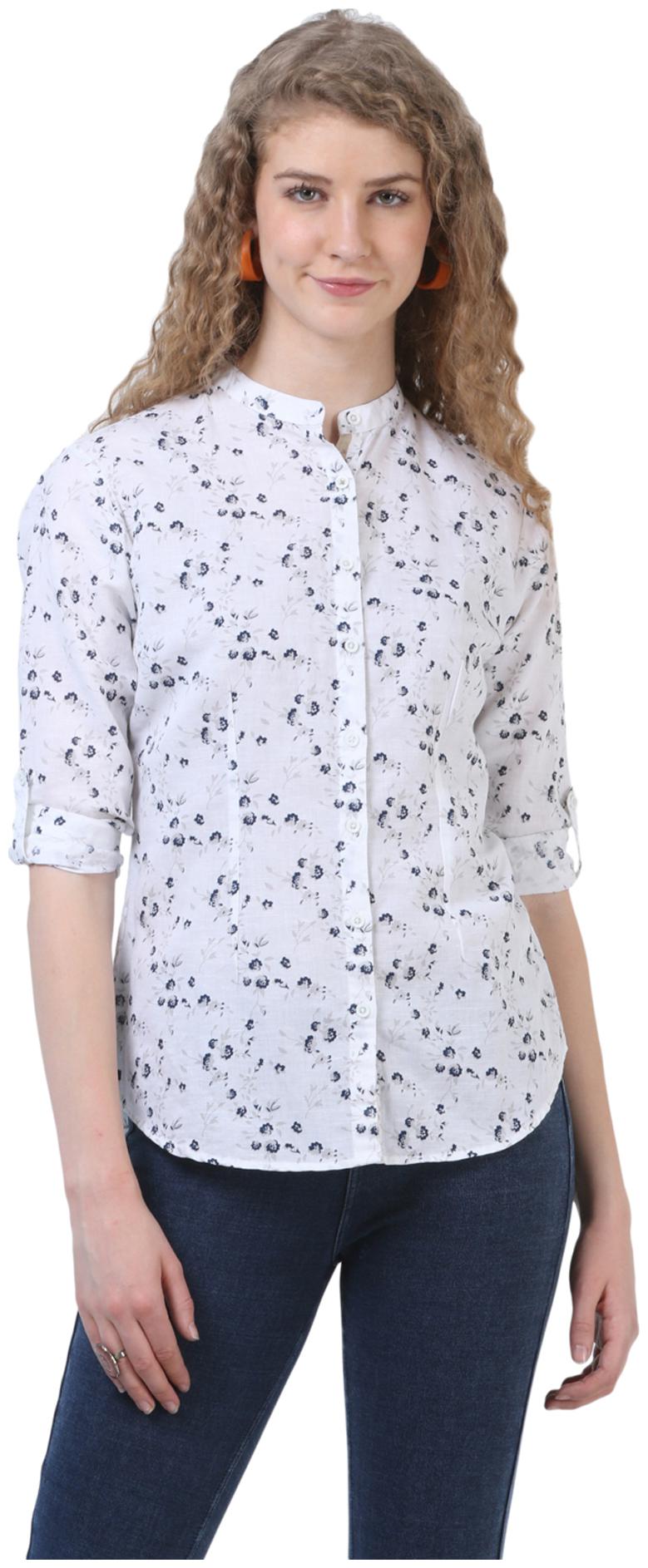 

Crimsoune Club Women White Printed Slim Fit Shirt