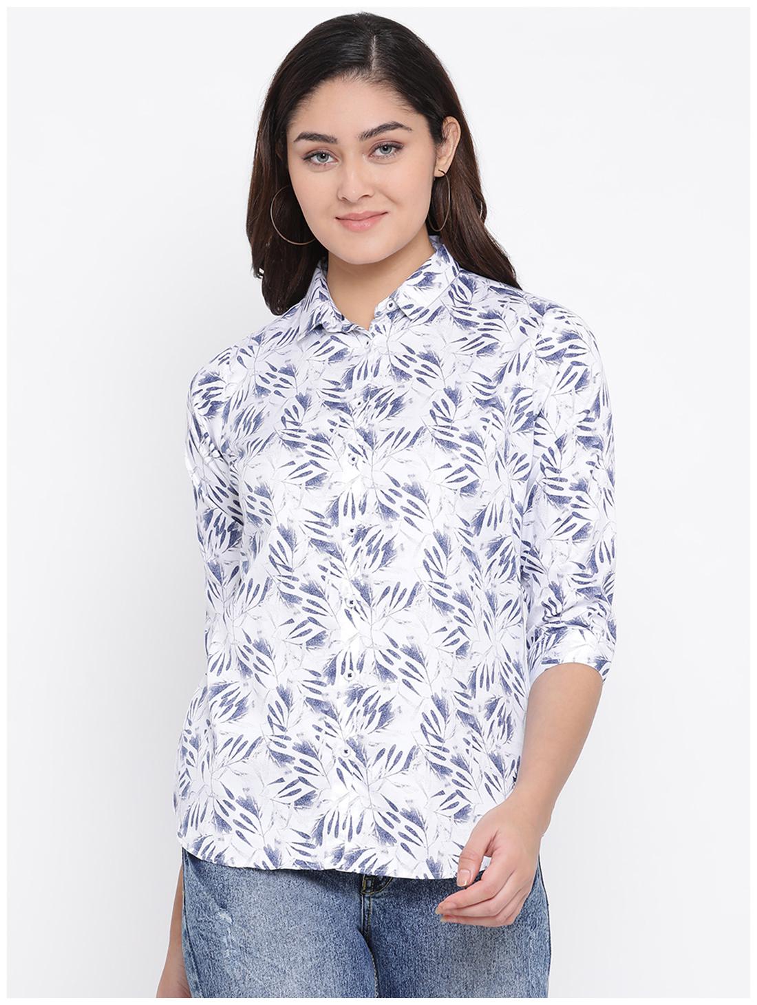 

Crimsoune Club Women White Printed Slim Fit Shirt
