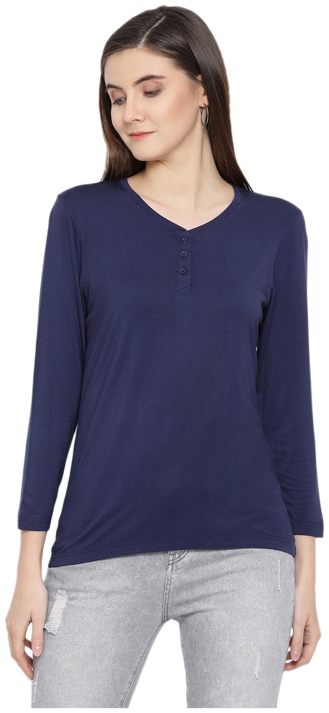 

Crimsoune Club Women Modal Solid T Shirt Navy Blue