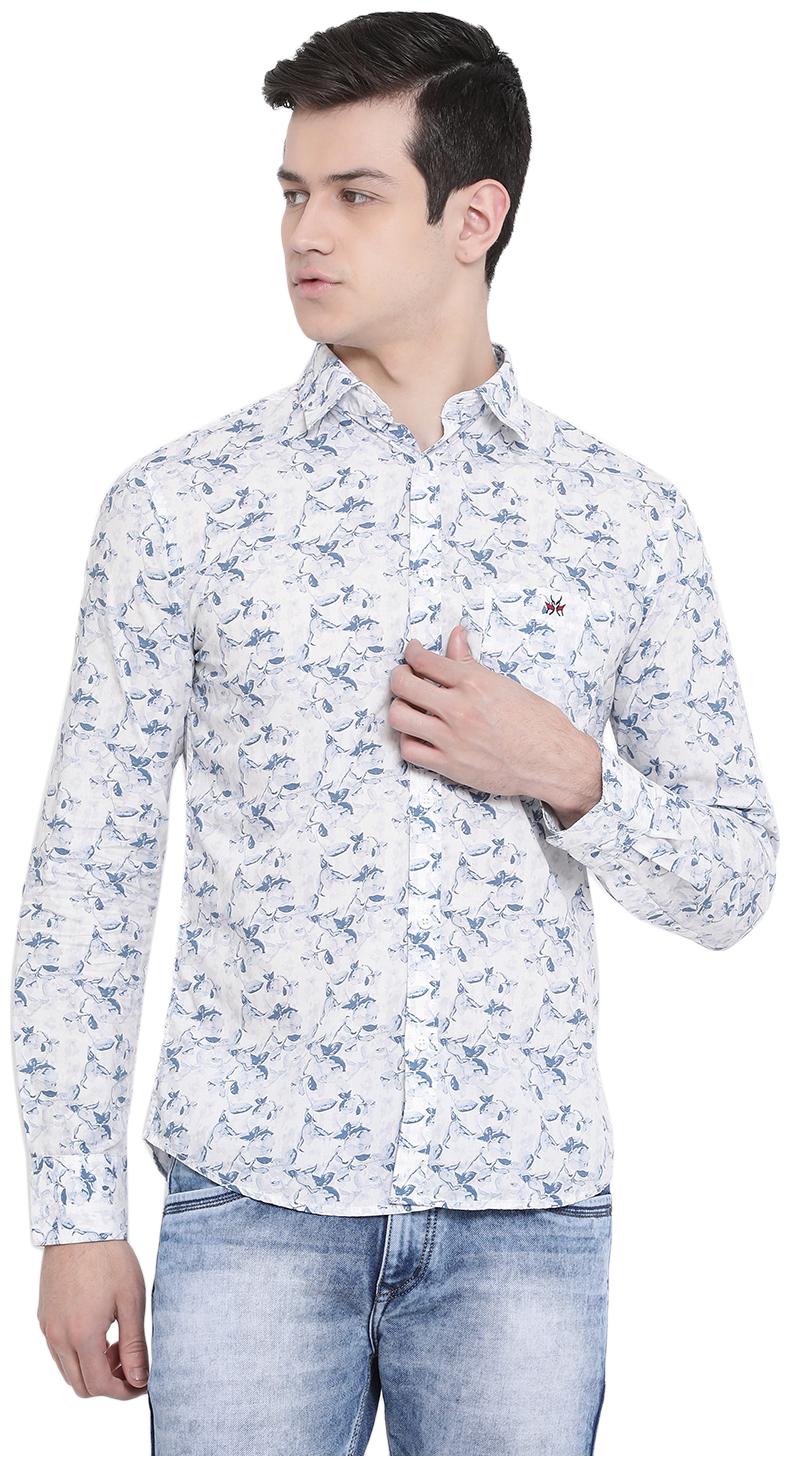 

Crimsoune Club Men White Printed Slim Fit Casual Shirt