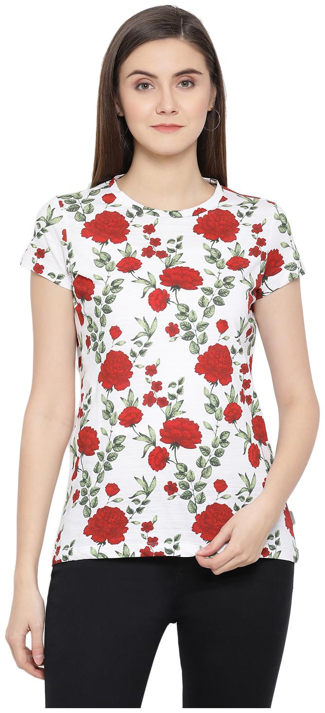 

Crimsoune Club Women White Slim fit Round neck Cotton T shirt