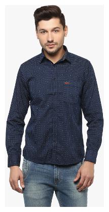 

Crimsoune Club Men Blue Printed Slim Fit Casual Shirt