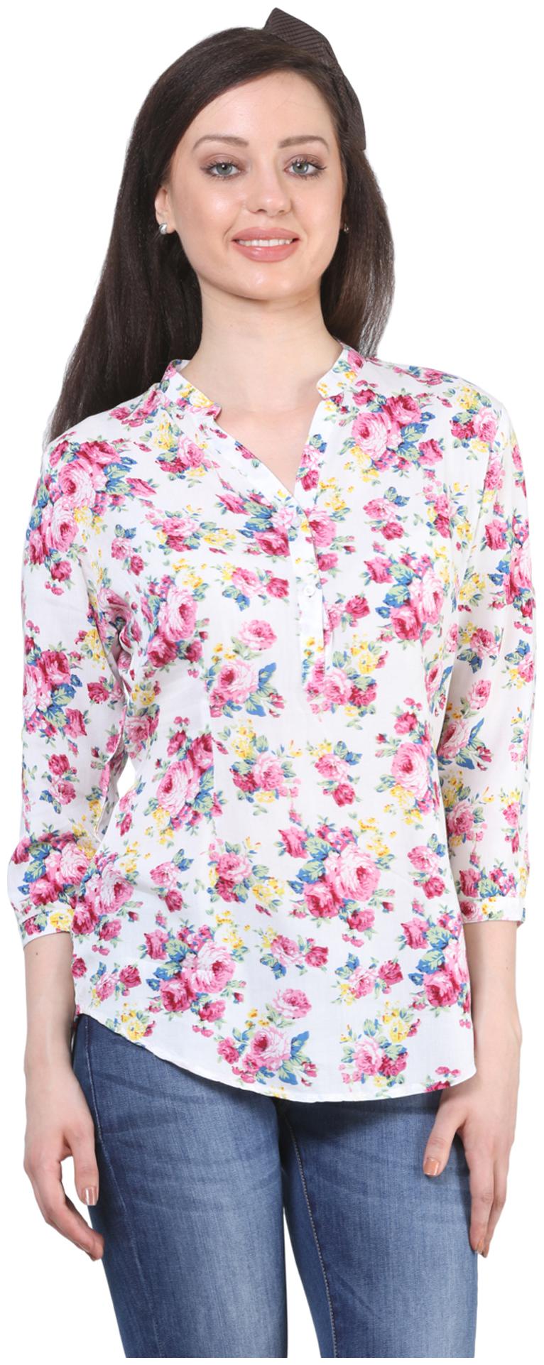 

Crimsoune Club Women White Printed Slim Fit Shirt