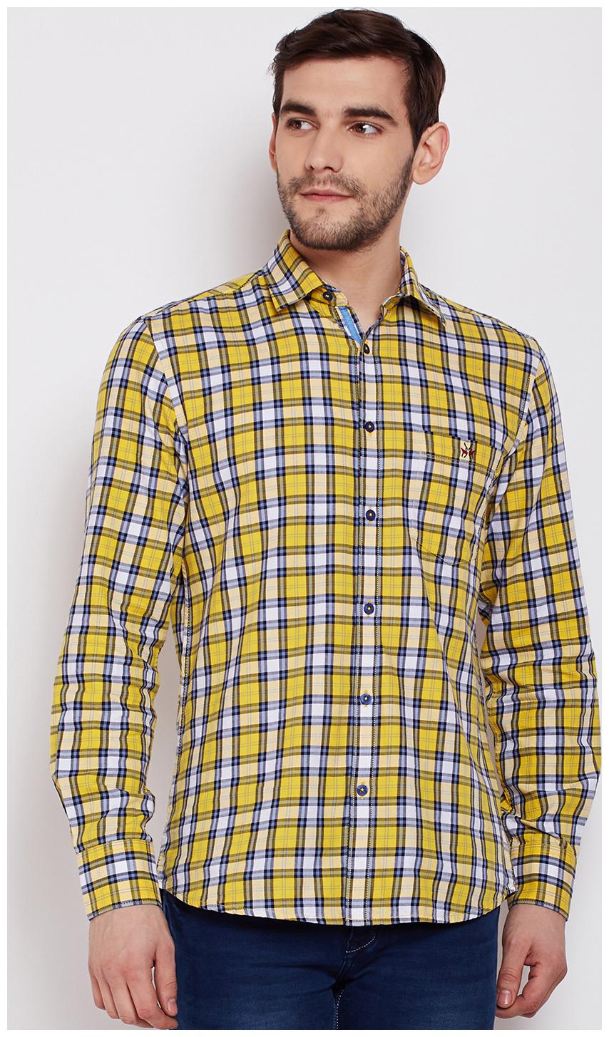 

Crimsoune Club Men Yellow Checked Slim Fit Casual Shirt