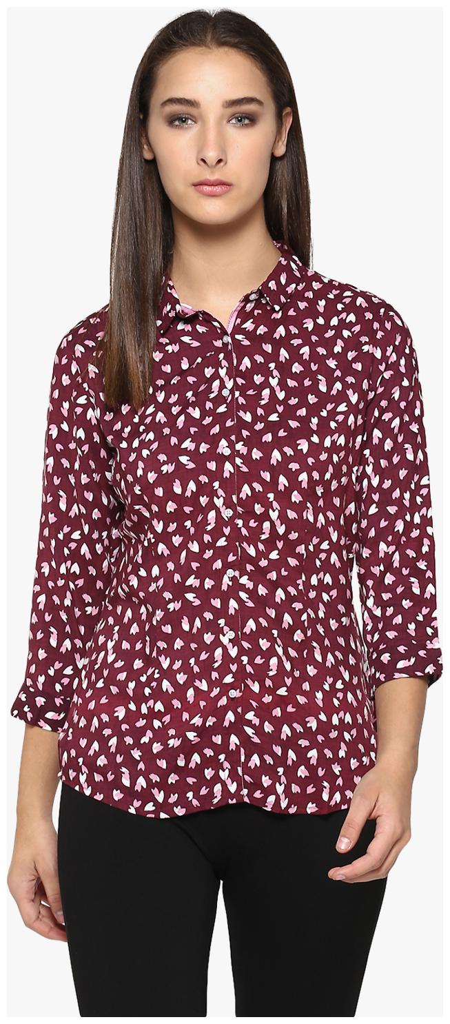 

Crimsoune Club Women Maroon Printed Regular Fit Shirt