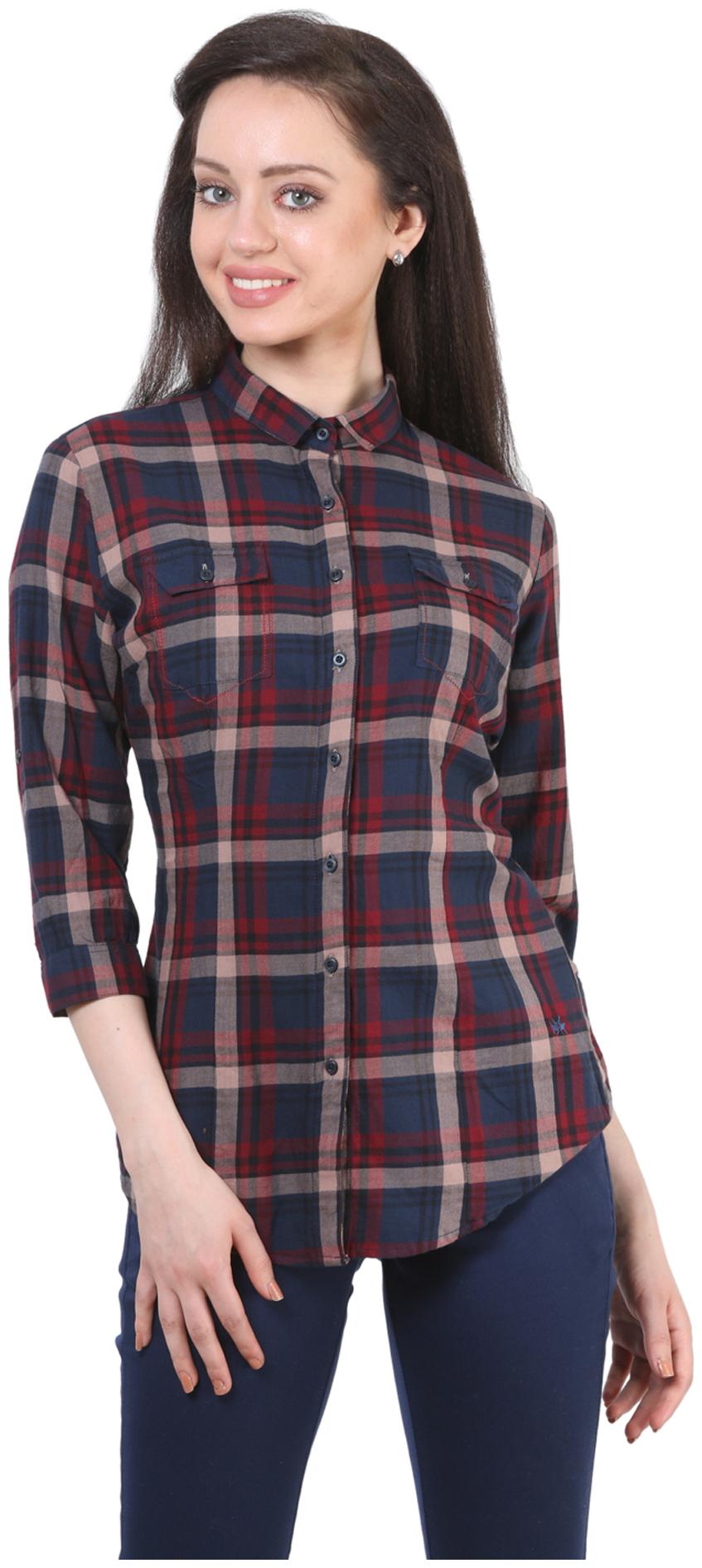 

Crimsoune Club Women Maroon Checked Slim Fit Shirt