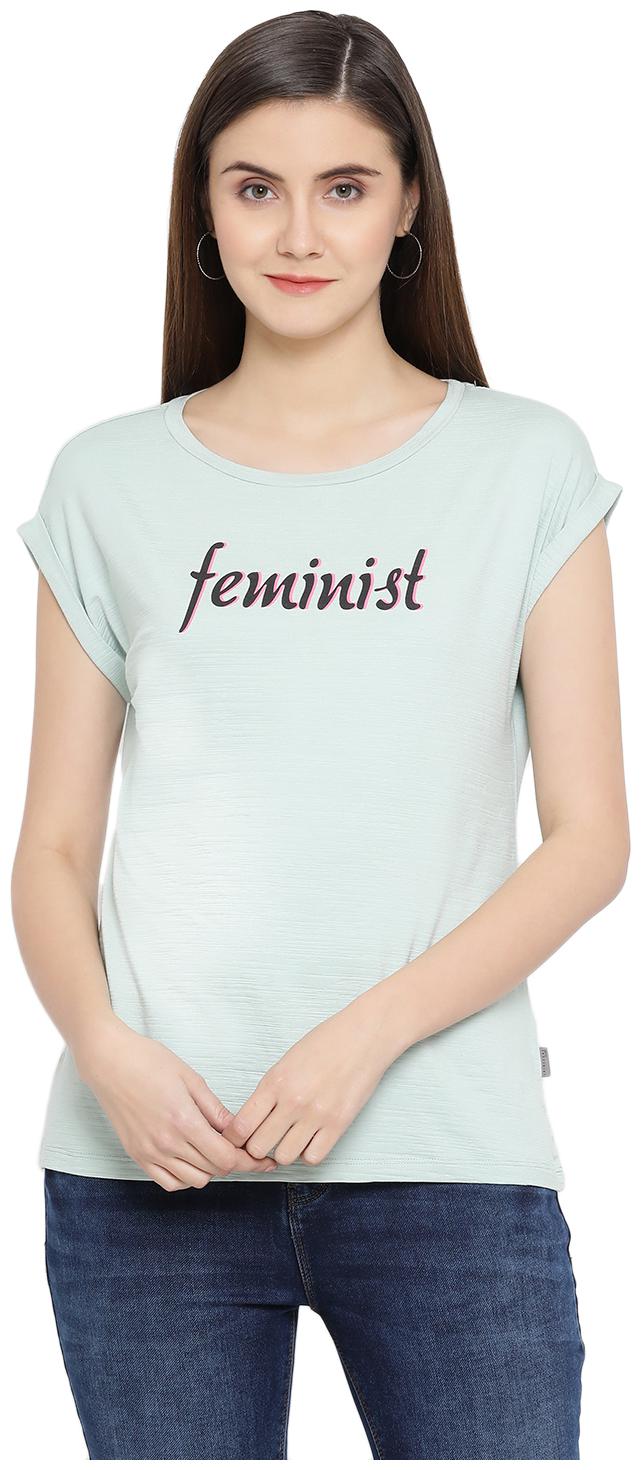 

Crimsoune Club Women Green Slim fit Round neck Viscose rayon T shirt
