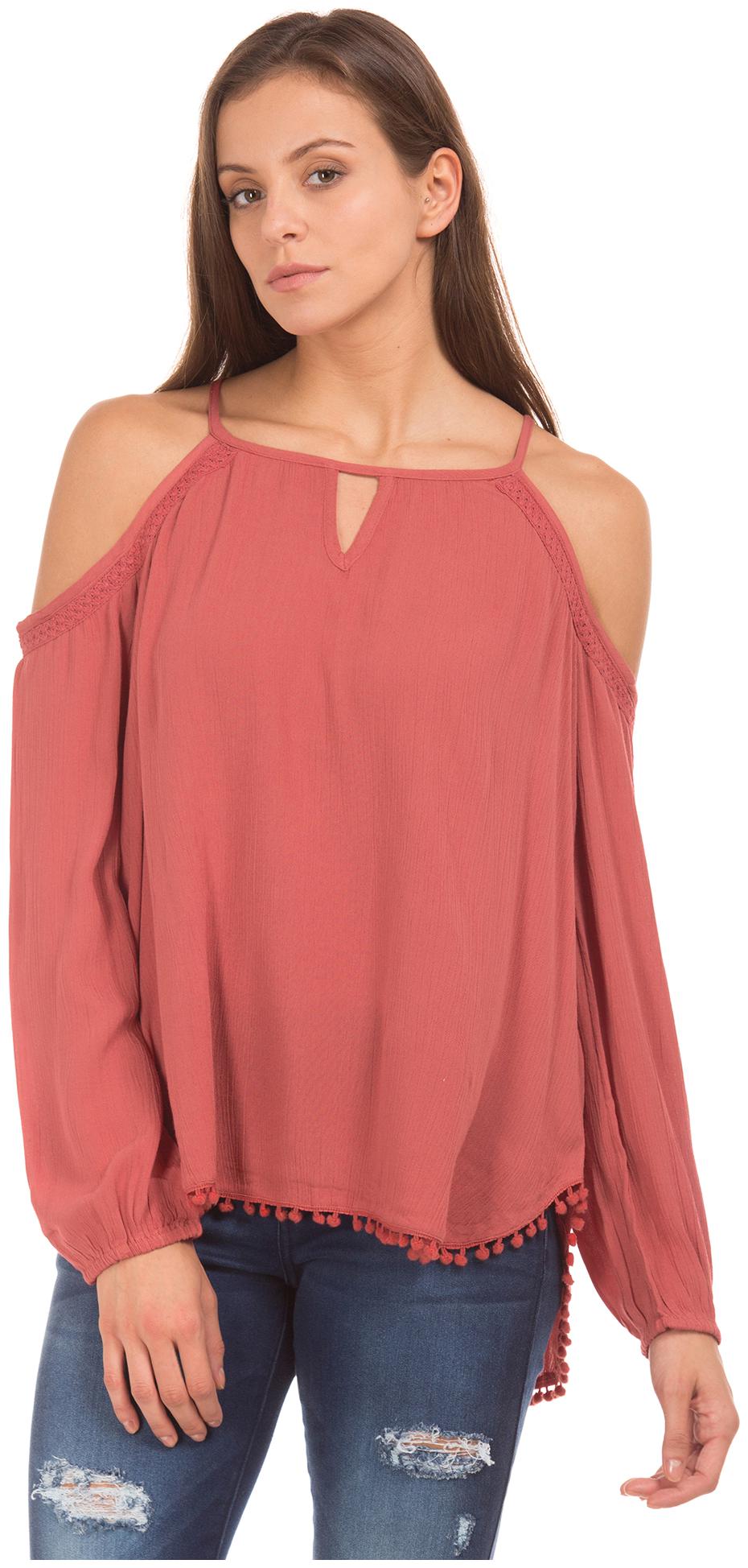 

Aeropostale Women Solid Fusion top - Red
