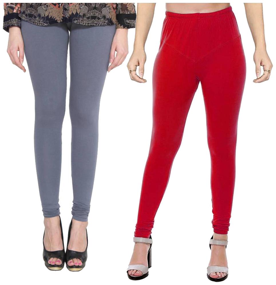 

crospike churidar leggings for womens girls ( Gray Red )