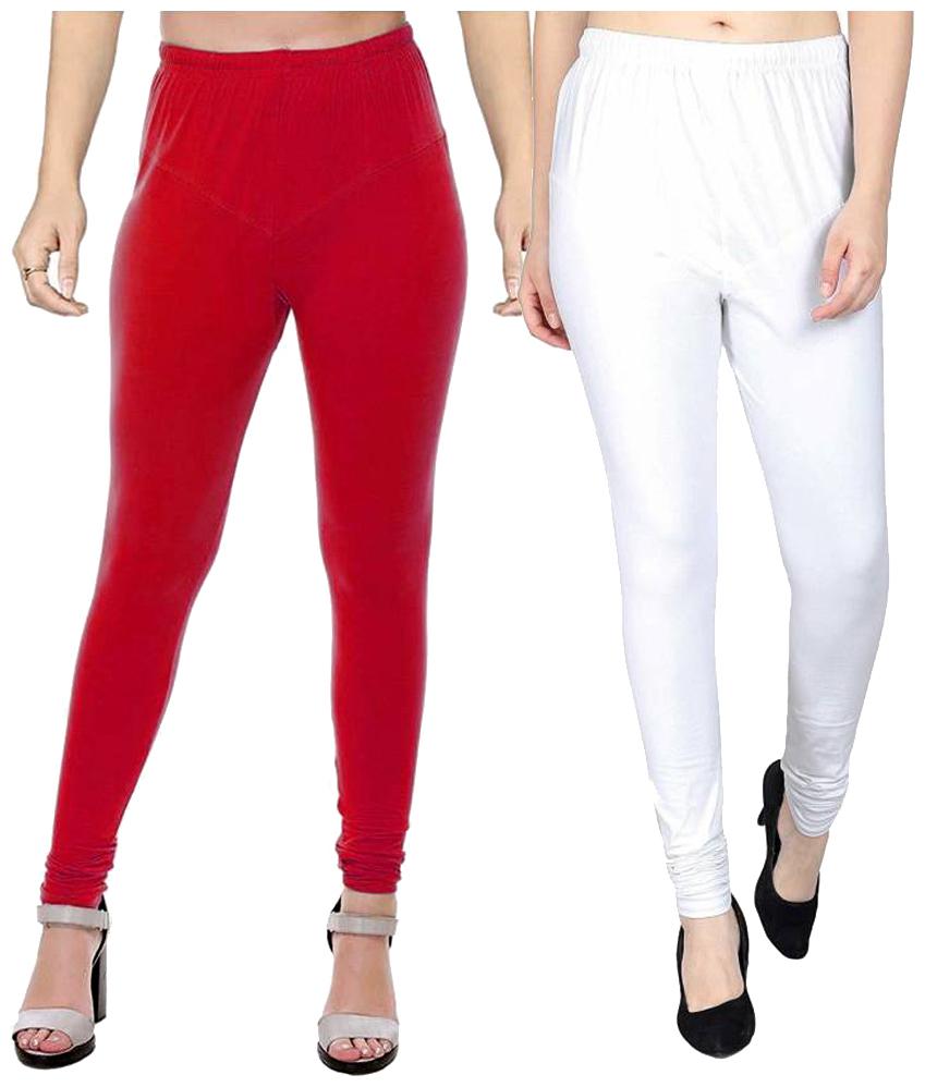 

crospike churidar cotton leggings for womens girls (Red White)