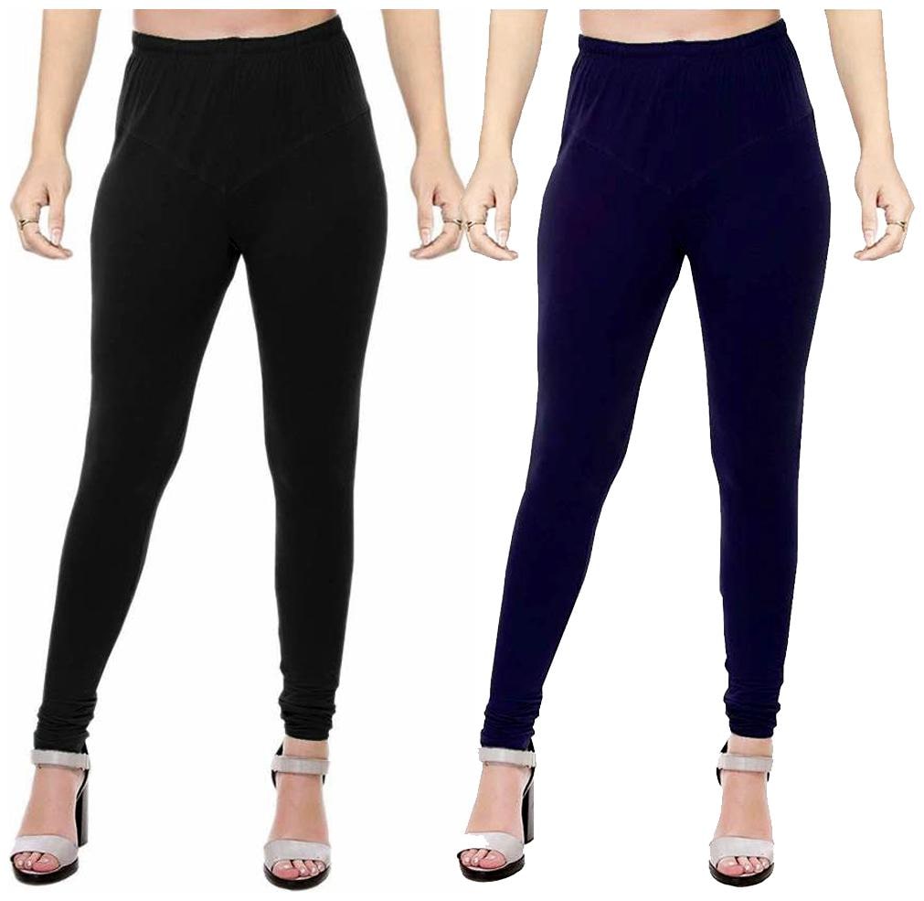 

crospike churidar leggings for womens girls (Black Dark Blue)