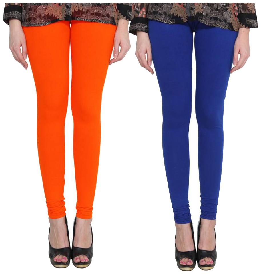 

crospike churidar leggings for womens girls (Orange Blue)