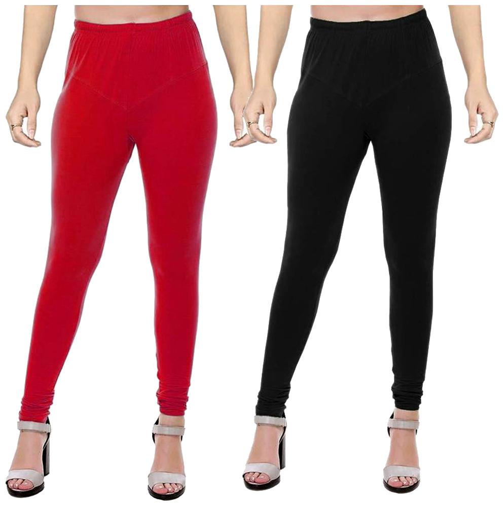 

crospike churidar cotton leggings for womens girls (Red Black)