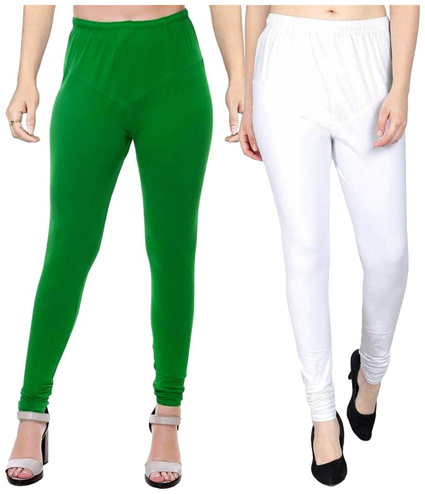 

crospike churidar leggings for womens girls (Green White)
