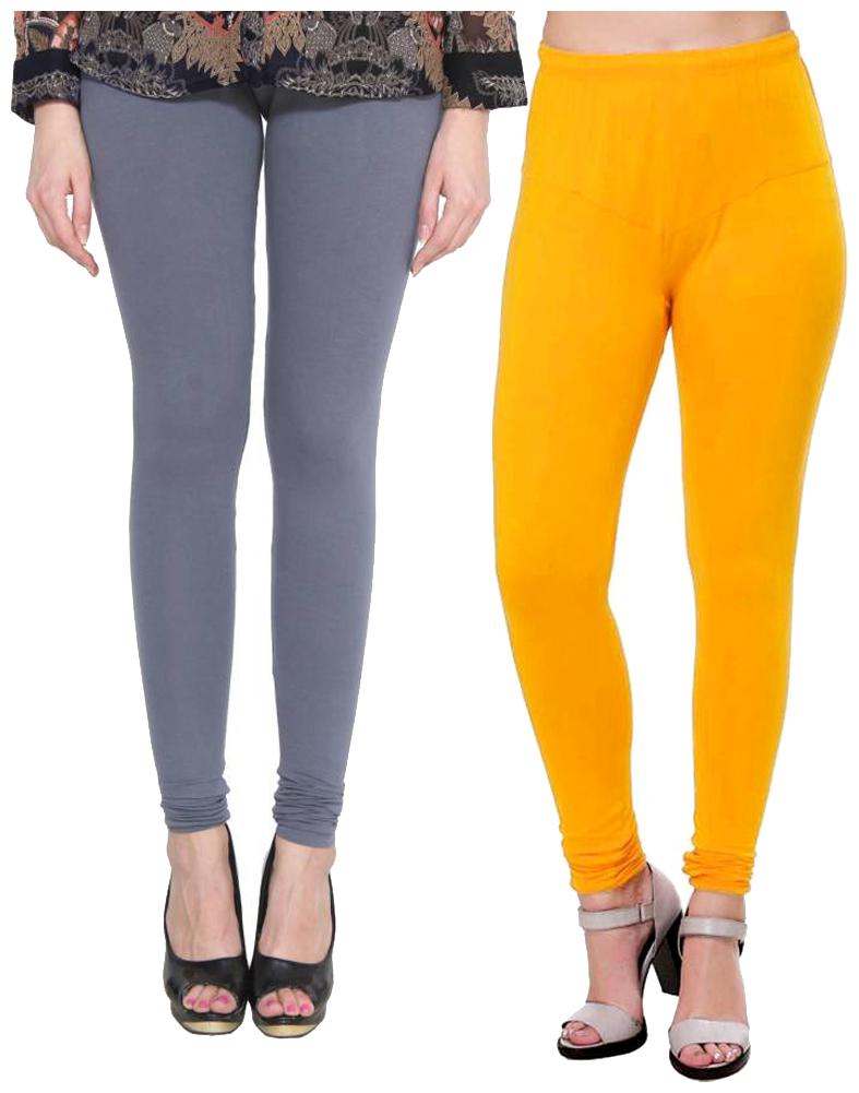 

crospike churidar leggings for womens girls (Gray Yellow)