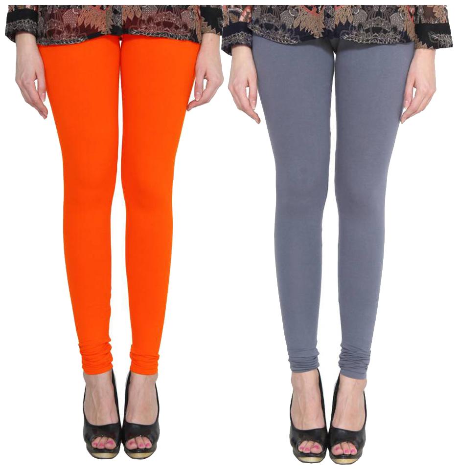 

crospike churidar leggings for womens girls (Orange Gray)