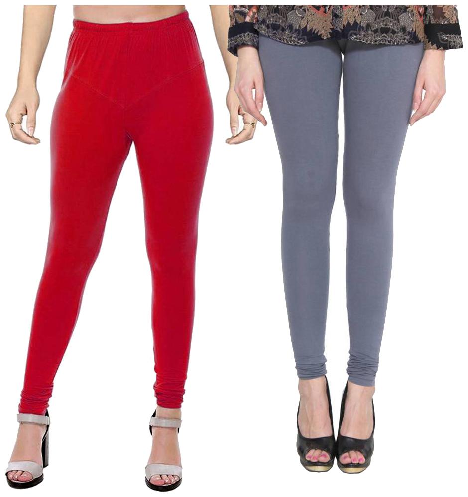 

crospike churidar cotton leggings for womens girls (Red Gray)