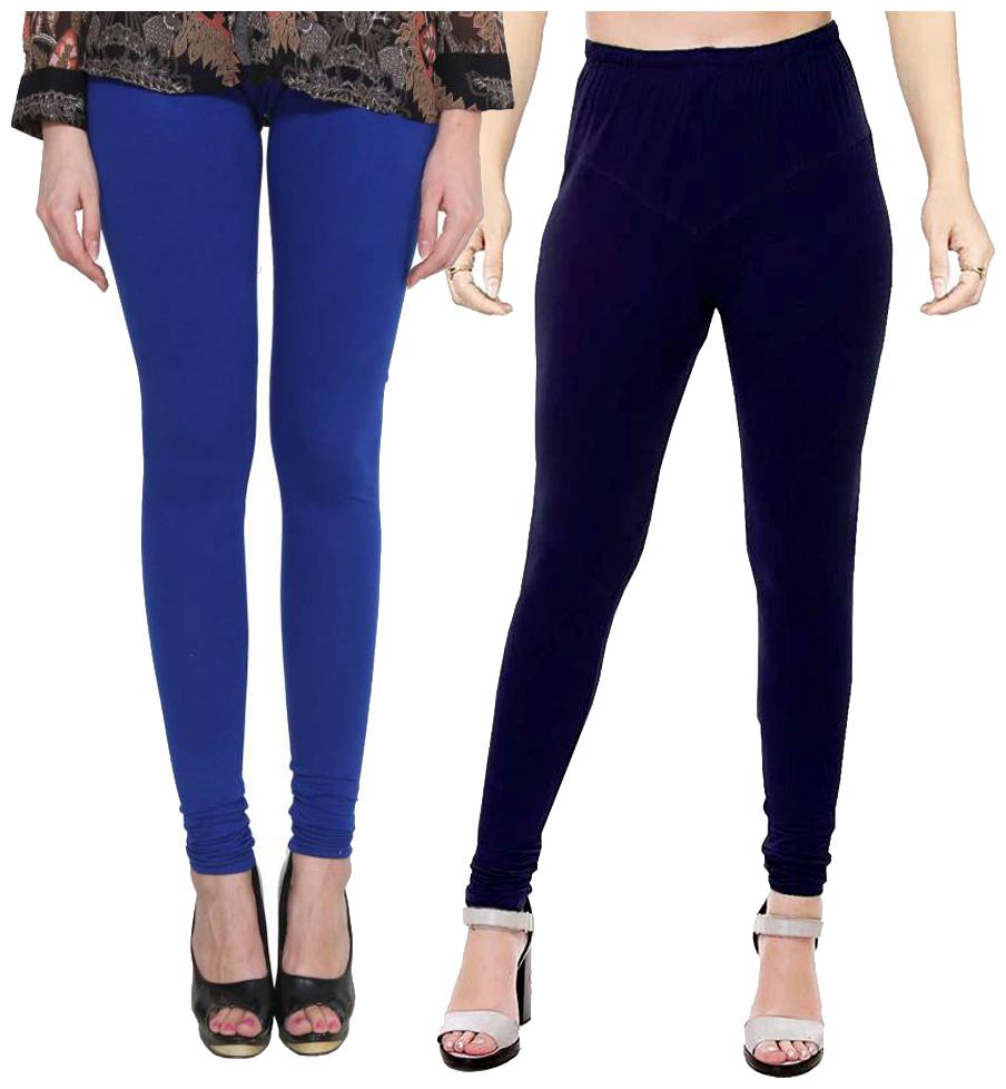 

crospike churidar cotton leggings for womens girls (Blue Dark Blue)