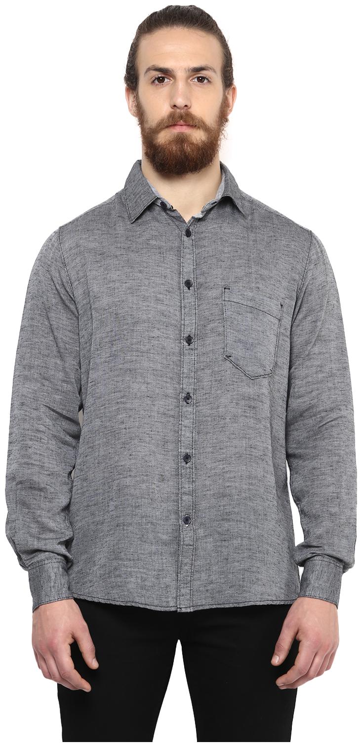 

CROSSCREEK Men Black Solid Slim Fit Casual Shirt