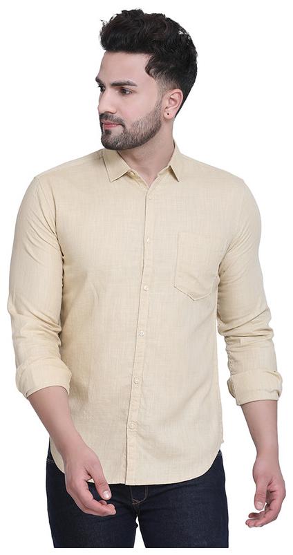 

CROSSCREEK Men Beige Solid Slim Fit Casual Shirt