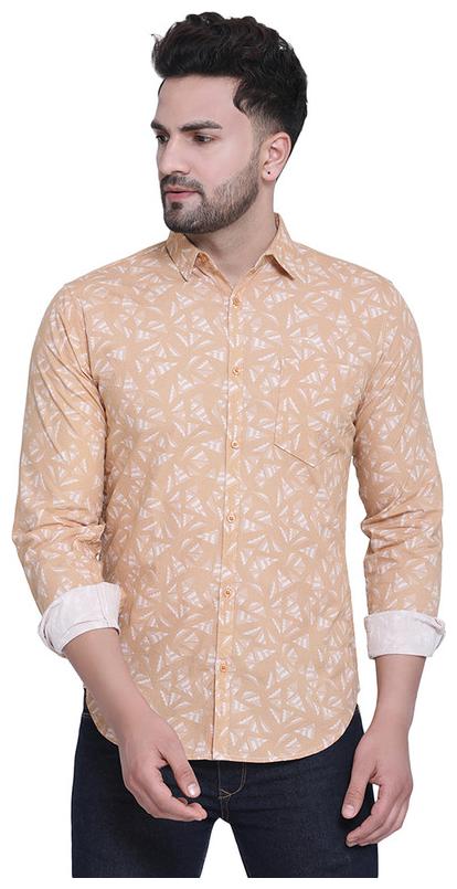 

CROSSCREEK Men Beige Printed Slim Fit Casual Shirt
