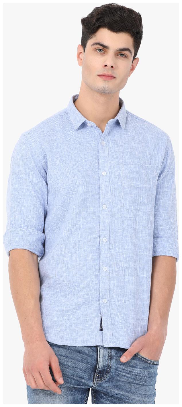 

CROSSCREEK Men Blue Solid Slim Fit Casual Shirt