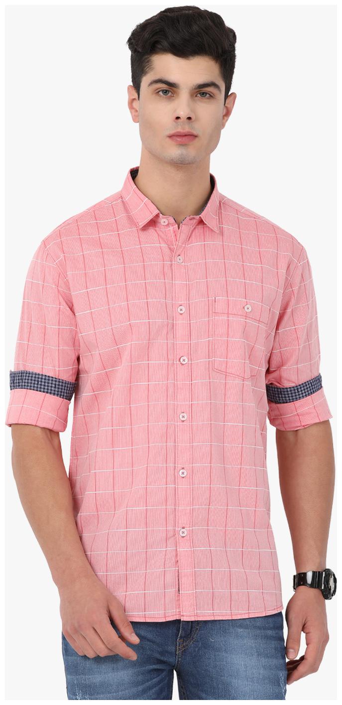 

CROSSCREEK Men Pink Checked Slim Fit Casual Shirt