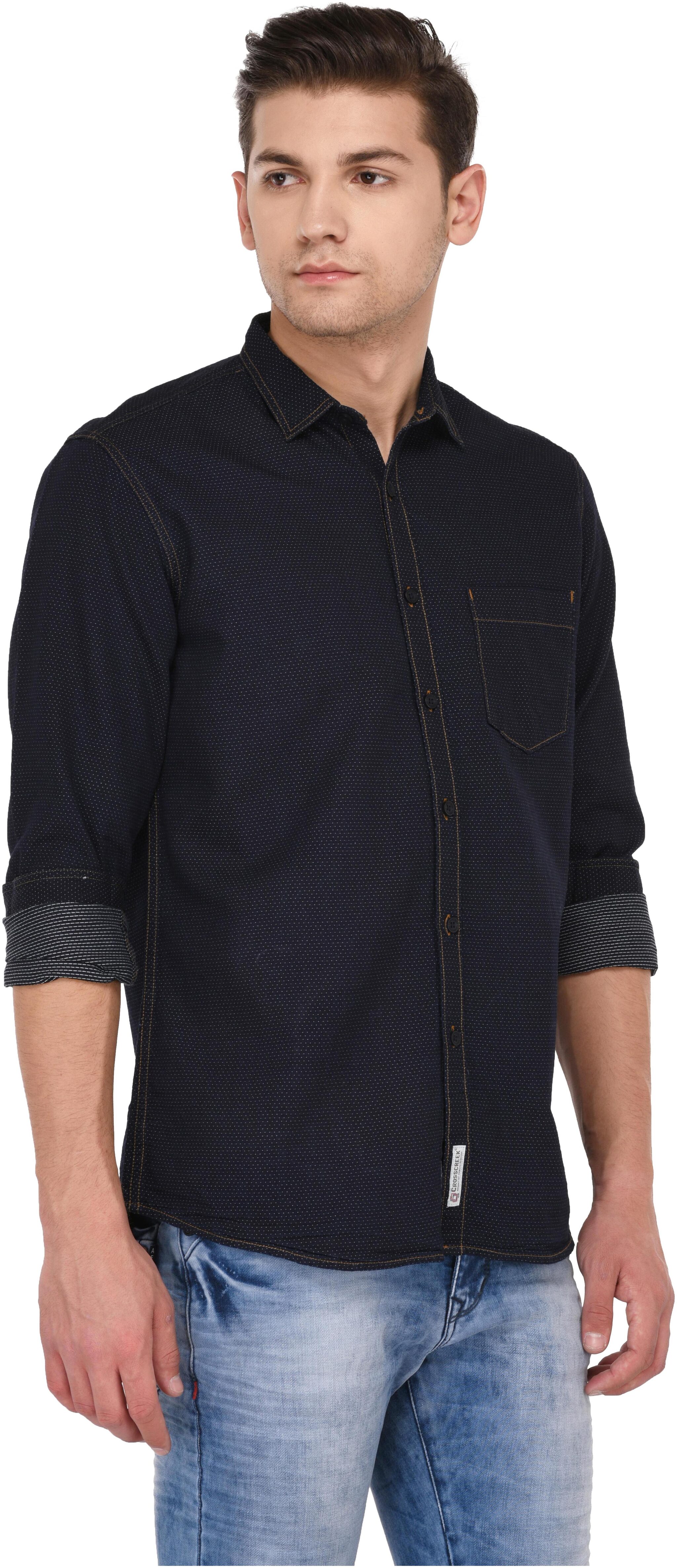 

CROSSCREEK Men Blue Solid Slim Fit Casual Shirt
