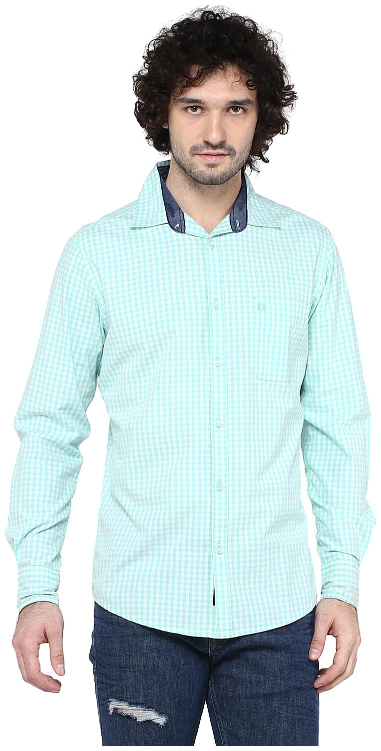 

CROSSCREEK Men Green Checked Slim Fit Casual Shirt