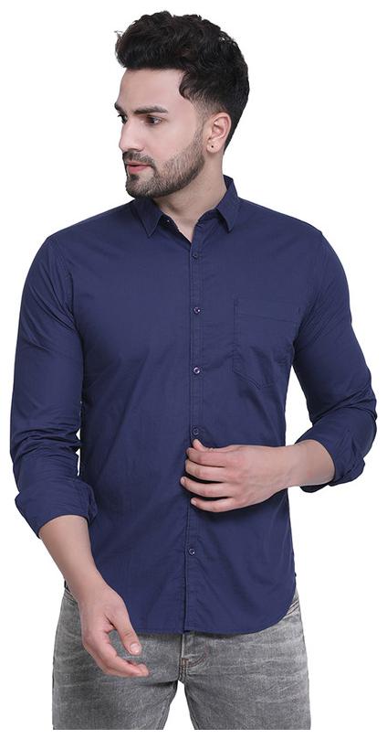 

CROSSCREEK Men Navy Blue Solid Slim Fit Casual Shirt
