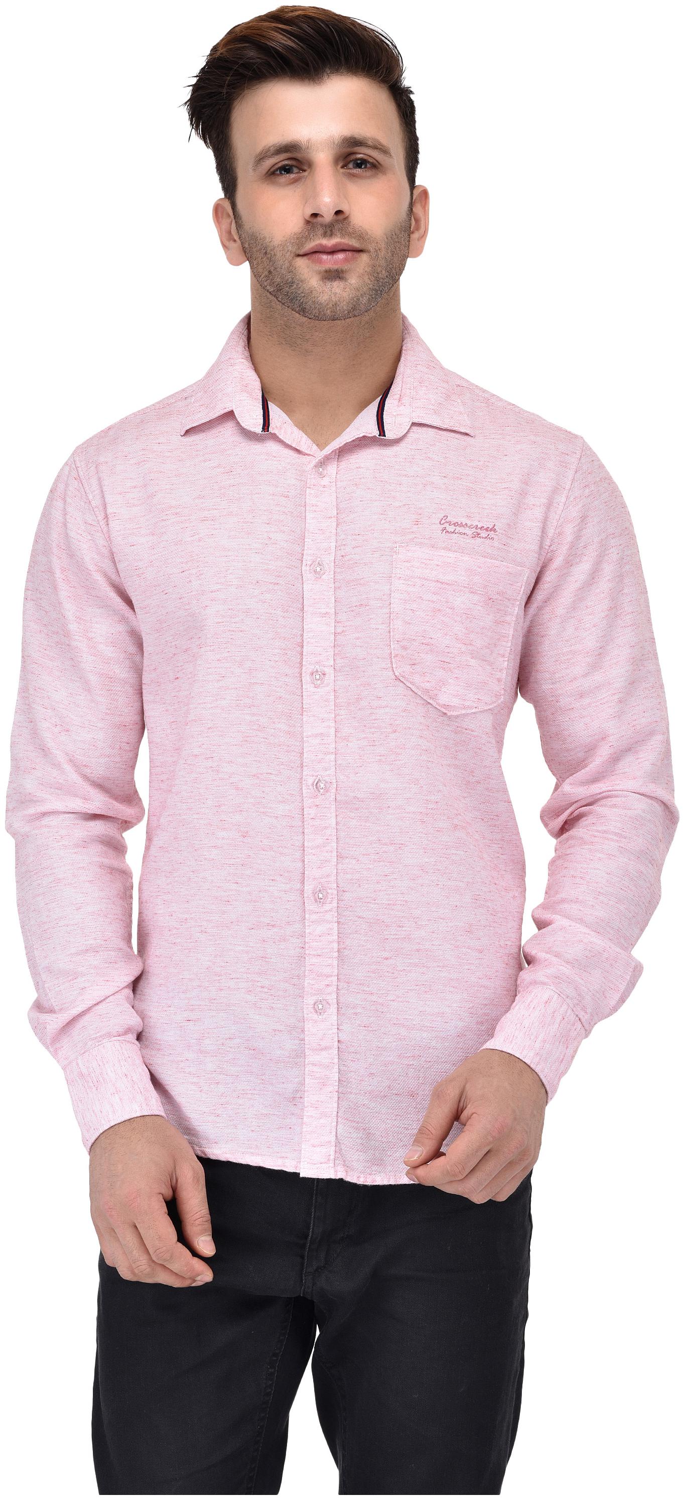

CROSSCREEK Men Pink Solid Slim Fit Casual Shirt
