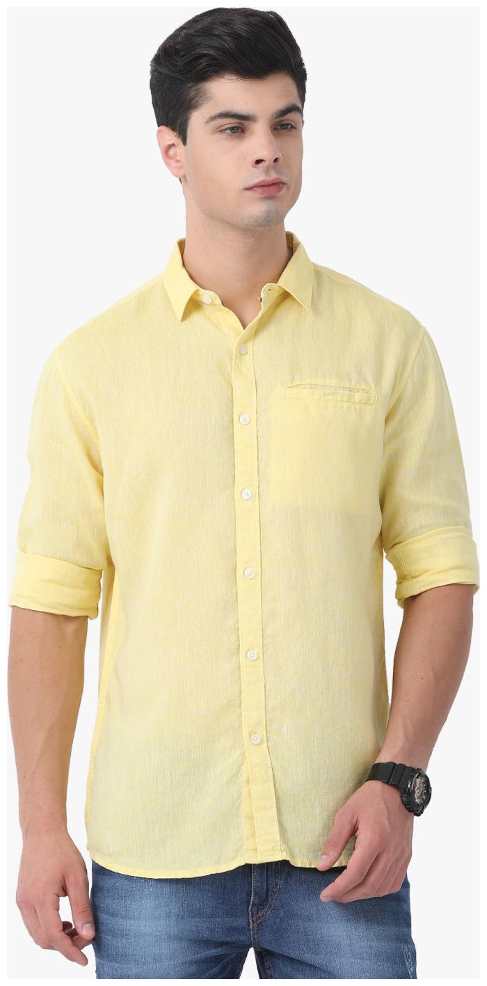 

CROSSCREEK Men Yellow Solid Slim Fit Casual Shirt