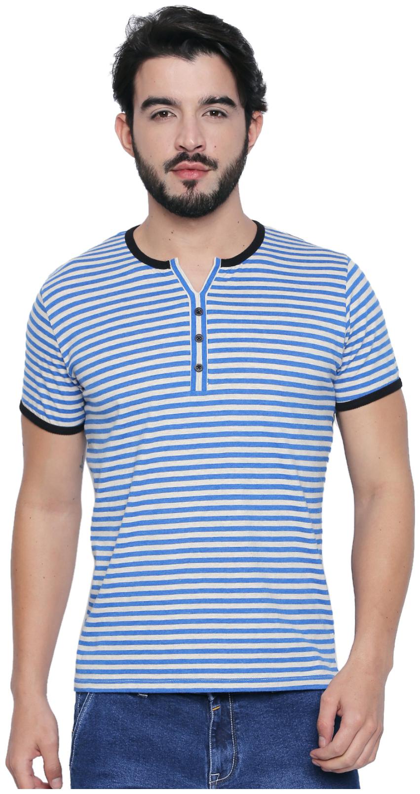 

Cult Fiction Men Blue Regular fit Cotton Henley neck T-Shirt - Pack Of 1