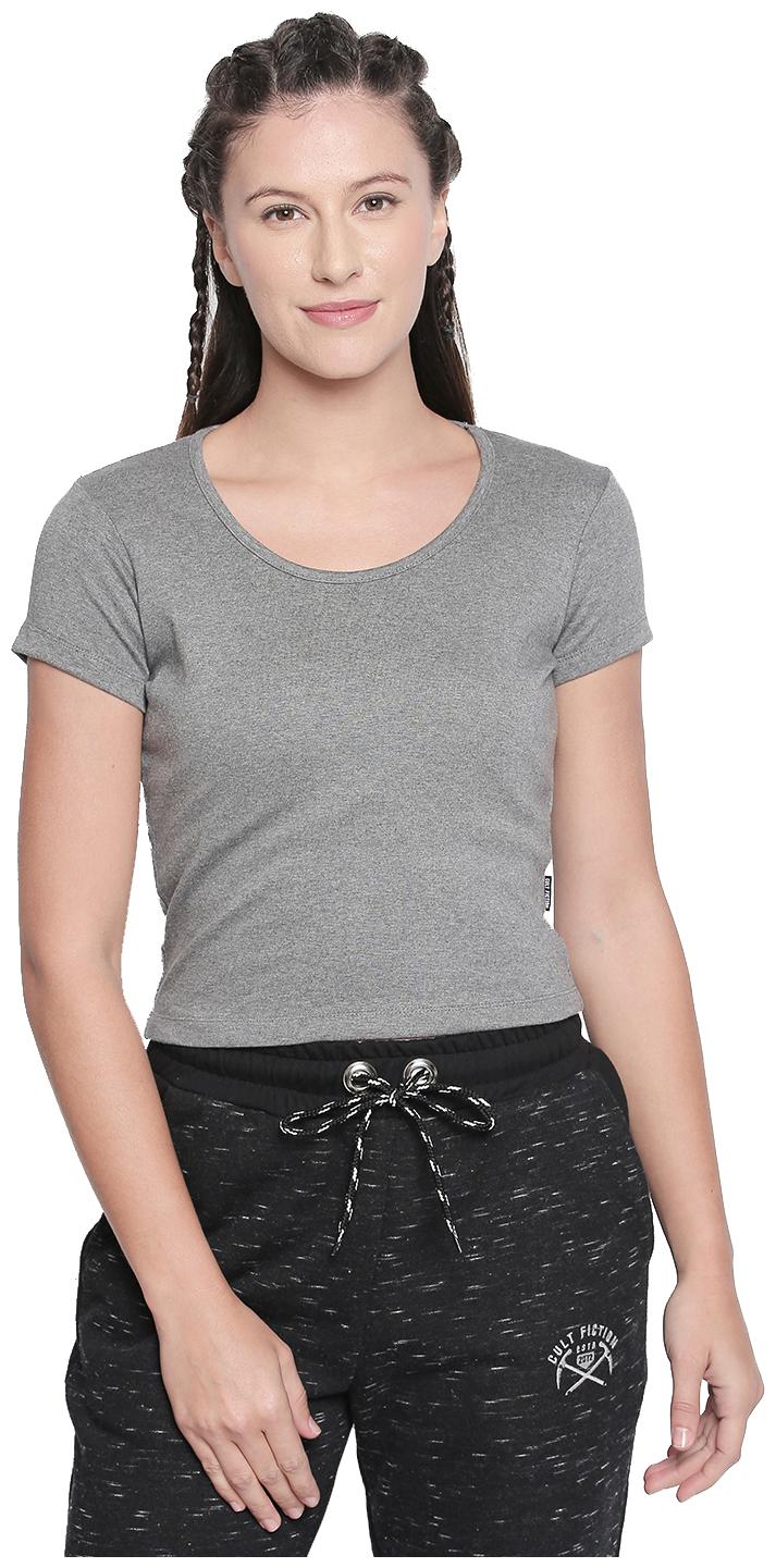 

Cult Fiction Women Grey Slim fit Round neck Blended T shirt