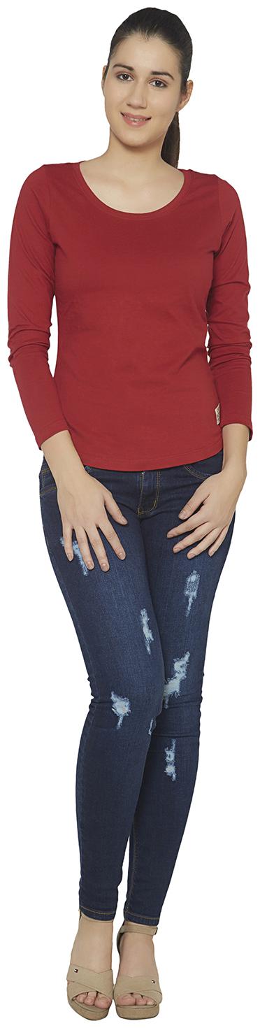 

Cult Fiction Women Maroon Regular fit Round neck Cotton T shirt