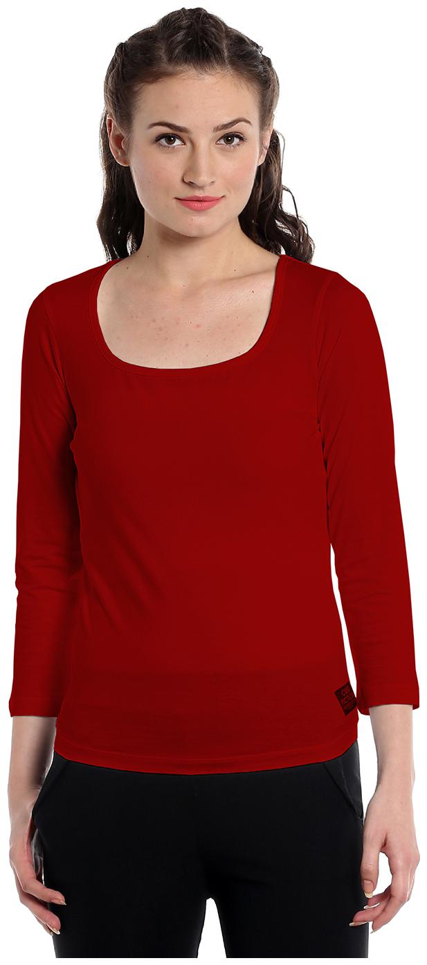 

Cult Fiction Women Red Regular fit U neck Cotton T shirt