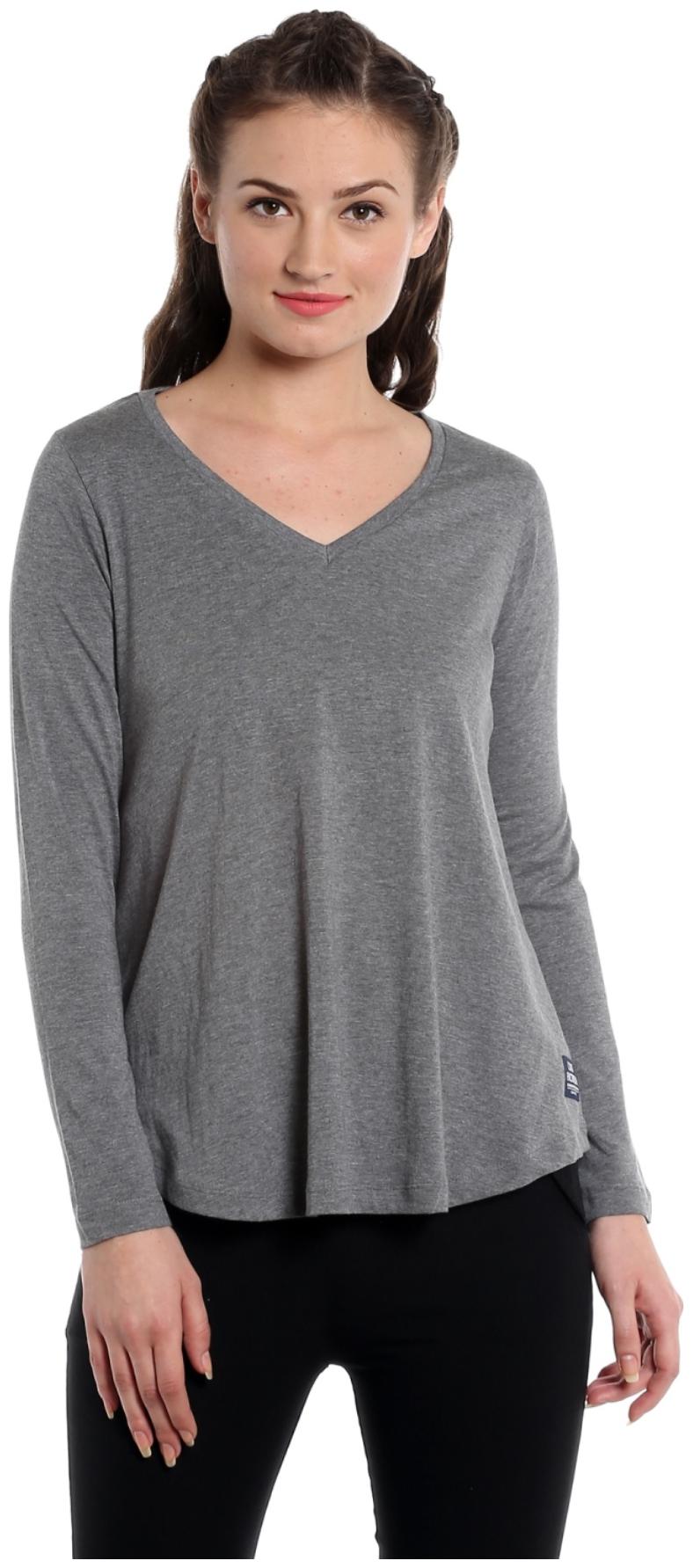 

Cult Fiction Women Grey Regular fit V neck Cotton T shirt