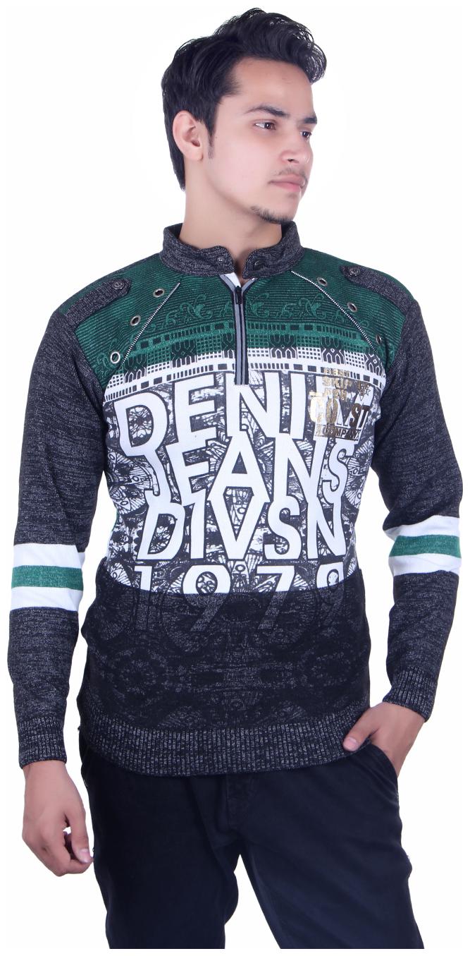 

Oh Yes Printed Round Neck Casual Men s Green Black Sweater
