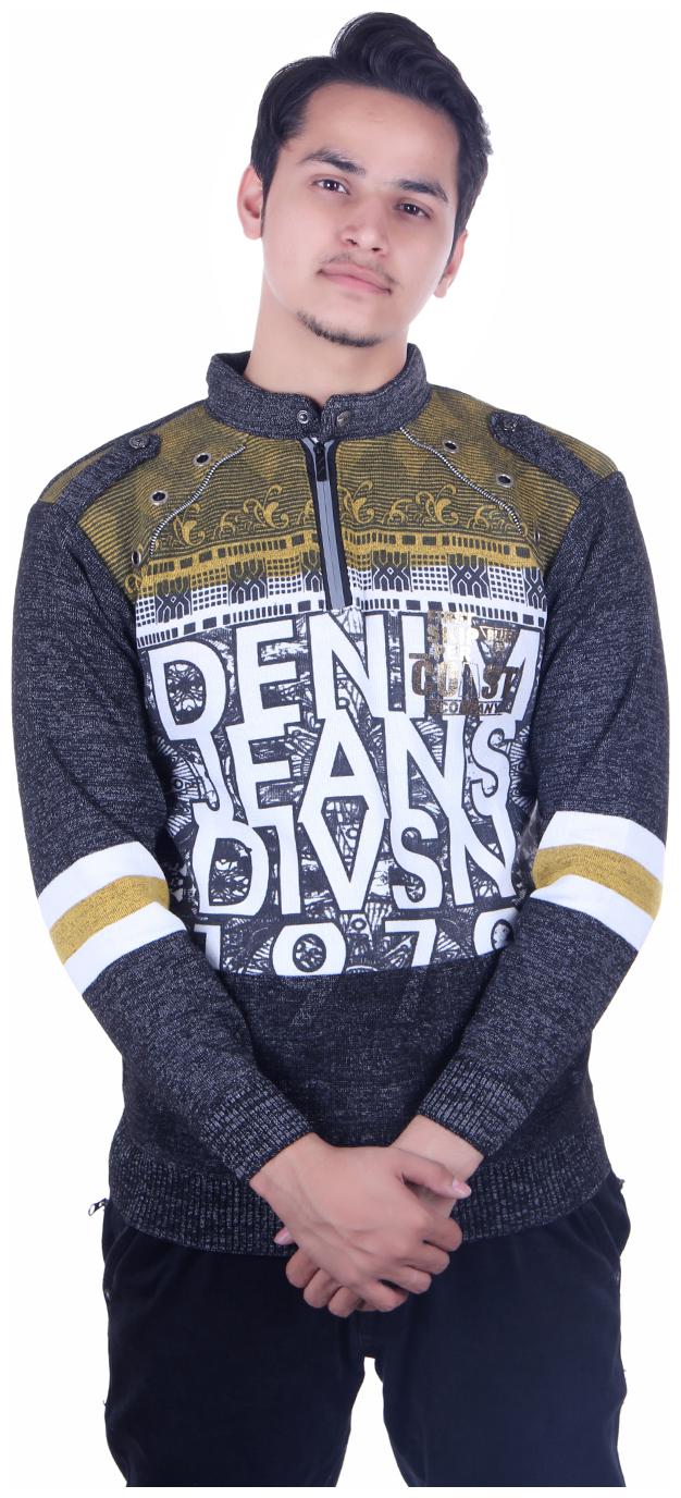 

Oh Yes Printed Round Neck Casual Men s Yellow Black Sweater